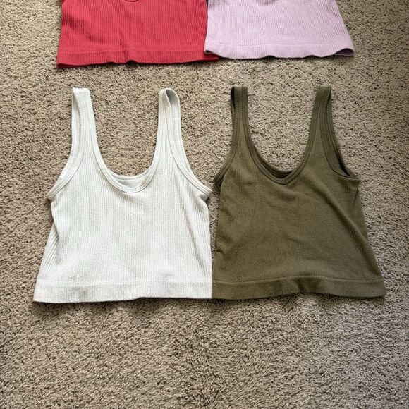 Bundle Of 6 Urban Outfitters Out From Under Ribbed Crop Tank Tops Basic Medium - Picture 3 of 8